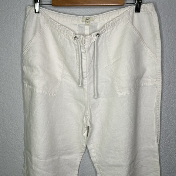 J.Jill White Linen Wide Leg Pants Drawstring Waist 14 - Picture 3 of 14